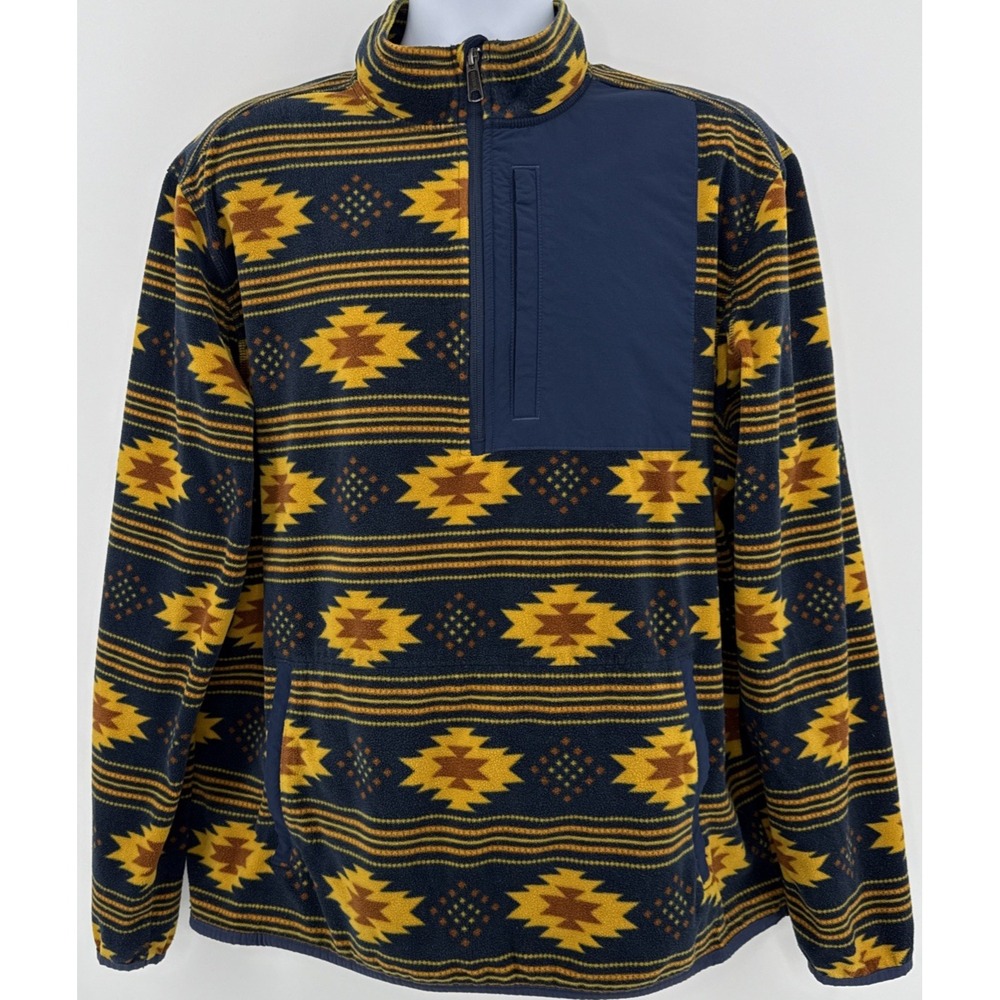 Duluth Trading Co Fleece Pullover Men's L‎ Southwestern Aztec 1/4 Zip Outdoor